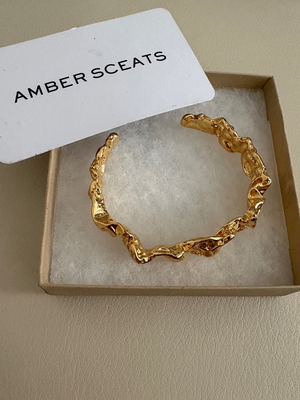 Amber Sceats NEW Emery 24K Gold-Plated, Crushed Brass Cuff Bracelet